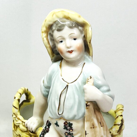 Hal-Sey Halsey Fifth Japan Vintage Figural Basket Planter Boy Figurine Vase MCM - Picture 3 of 9